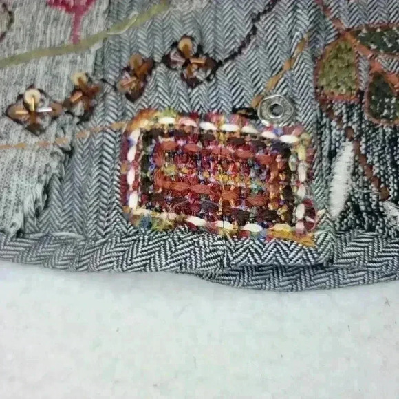 Chicos Vest Small Patchwork Embroidered Sashiko Eccentric Boho Friends 90s Art - Picture 4 of 16